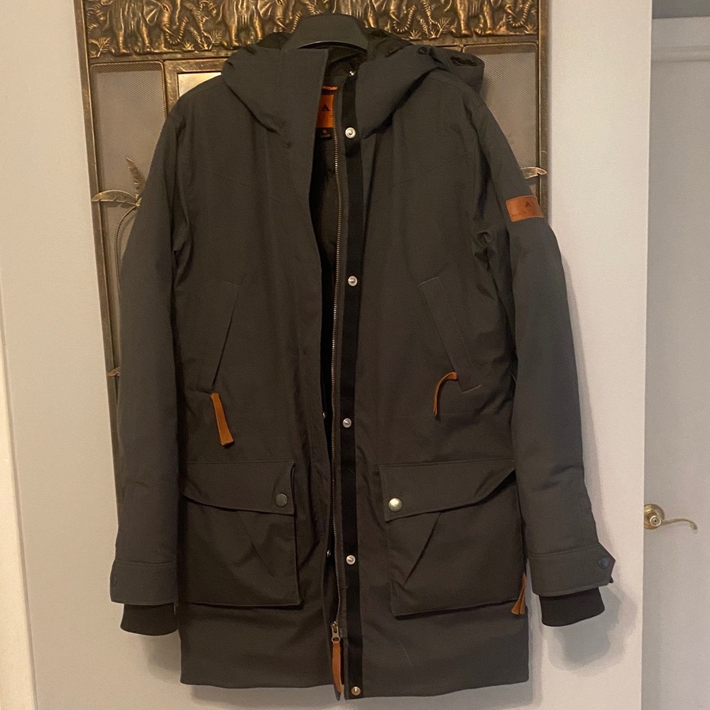 Dark Gray Basin + Range Hooded Parka with Brown Accents - Picture 2 of 8